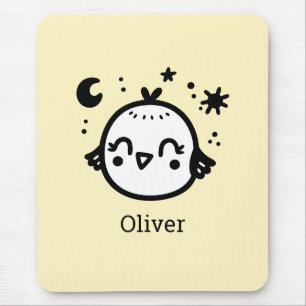Mousepad Frango Alegre - Arte de Linha de Pássaro Kawaii"