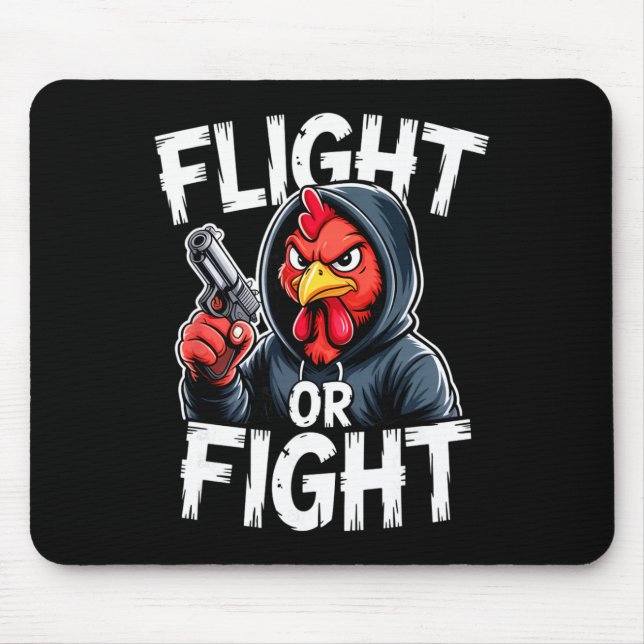 Mousepad Frango Bandido Bravo Resposta de Lutar ou Fugir En (Frente)