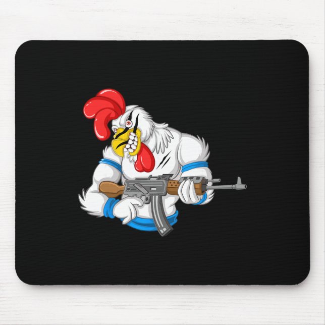 Mousepad Frango Bravo Desenho Arma Galo Divertido Arma Long (Frente)