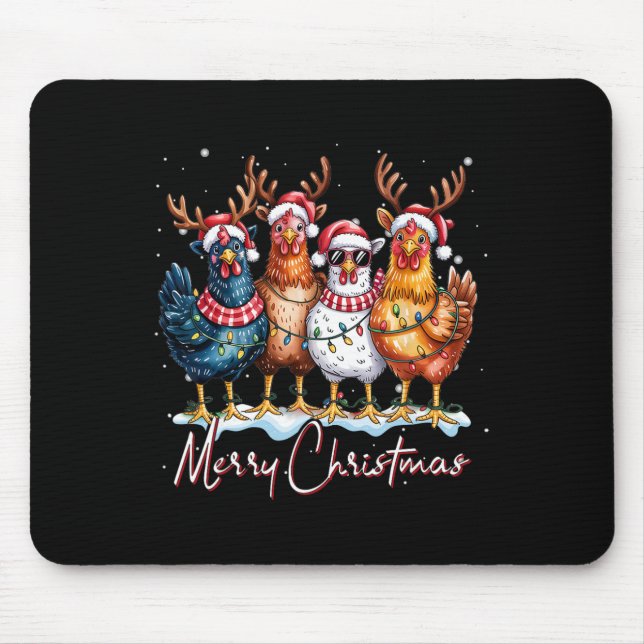 Mousepad Frango de Luzes de Natal Papai Noel Árvore de Nata (Frente)