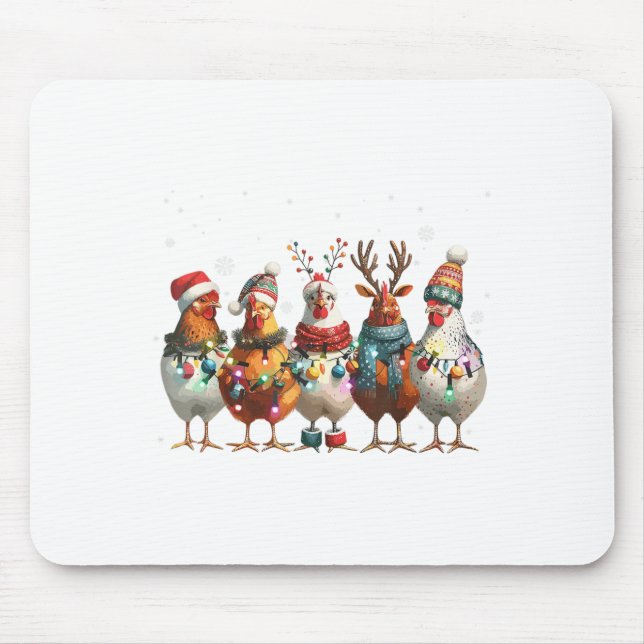 Mousepad Frango de Luzes de Natal Papai Noel Árvore de Nata (Frente)