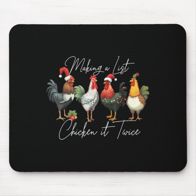 Mousepad Frango de Natal Lover Xmas Santa Hat Fazenda Engra (Frente)