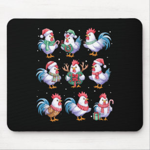 Mousepad Frango de Natal Luz Engraçada Galinhas Anim