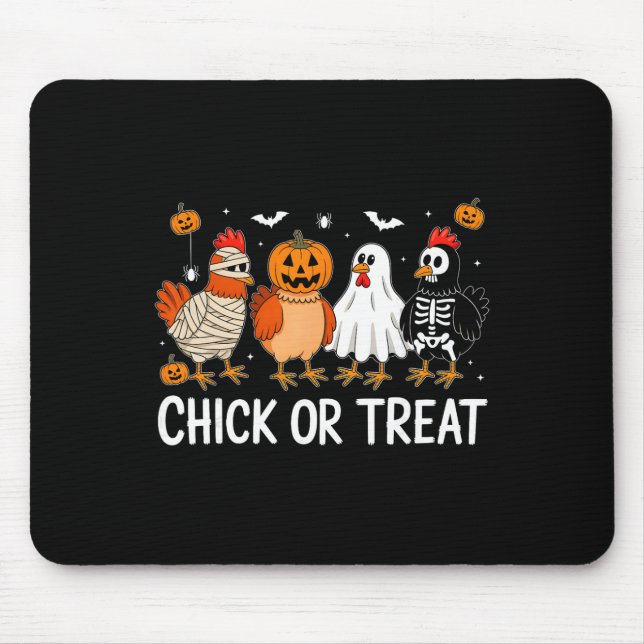Mousepad Frango Engraçado de Halloween Abóbora Frango ou Tr (Frente)