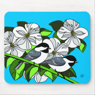 Mousepad Frango Entre Flores De Dogwood
