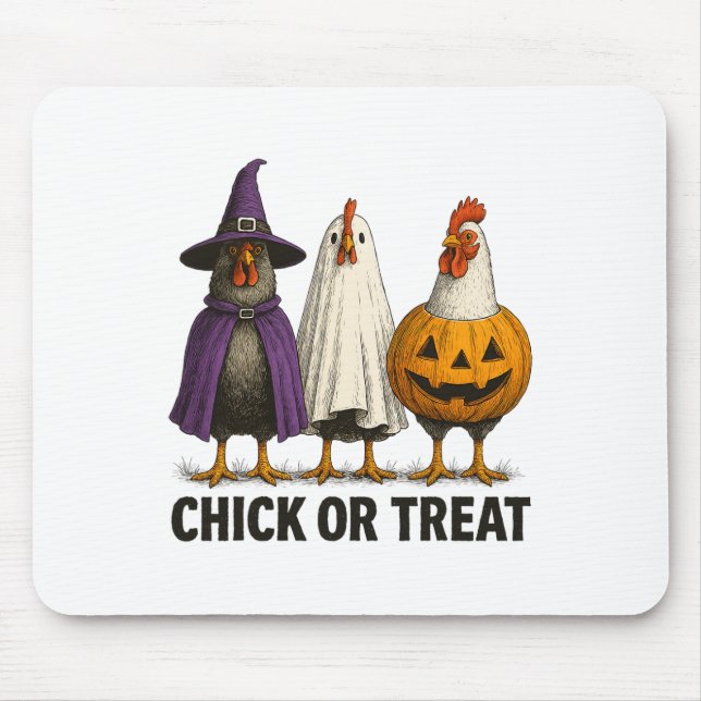 Mousepad Frango Escolha ou Trate Fantasia Divertida de Hall (Frente)