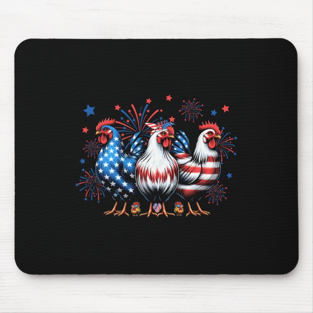 Mousepad Frango Fofo Bandeira Dos EUA Frango Patriótico Ama (Frente)
