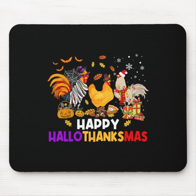 Mousepad Frango Halloween Feliz Hallothanksmas Outono Chri (Frente)