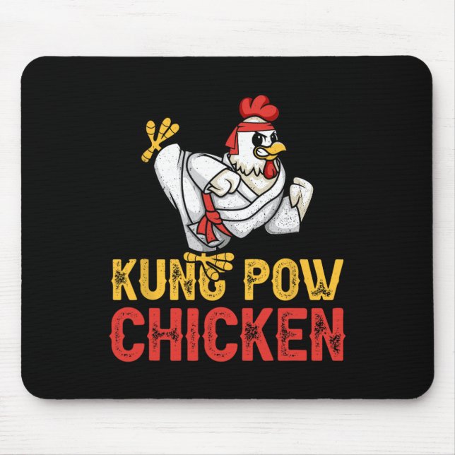 Mousepad Frango Kung Pow Engraçado Karate Frango Ninja Um G (Frente)