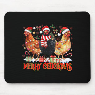 Mousepad Frango Natal Alegre Chickmas Chapéu do Papai Noel 