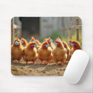 Mousepad Frangos de alcance livre Vestindo máscaras de rost