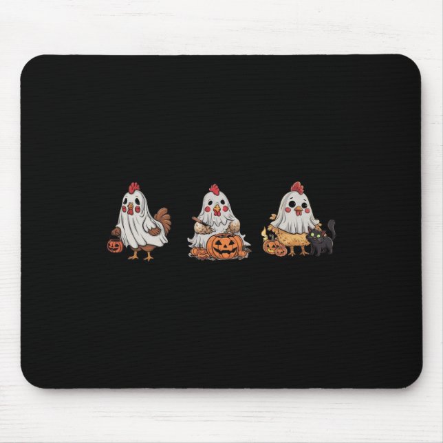 Mousepad Frangos De Fantasma Pumpkin Black Cat Hallow (Frente)