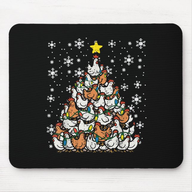 Mousepad Frangos de Natal Árvore de Natal Galinhas Fazendas (Frente)