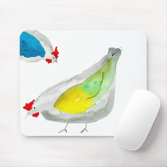 Mousepad Frangos fofos aquarela (Com mouse)