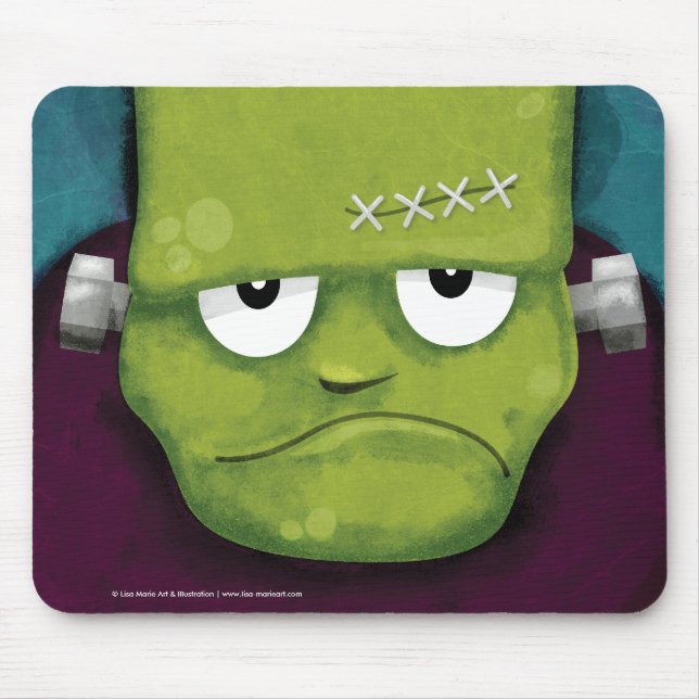 Mousepad Frankenstein mal-humorado o Dia das Bruxas (Frente)