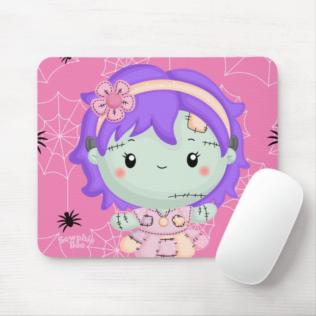 Mousepad Frankie the Fabric Monster Pink Spiderweb Mouse Pa (Com mouse)