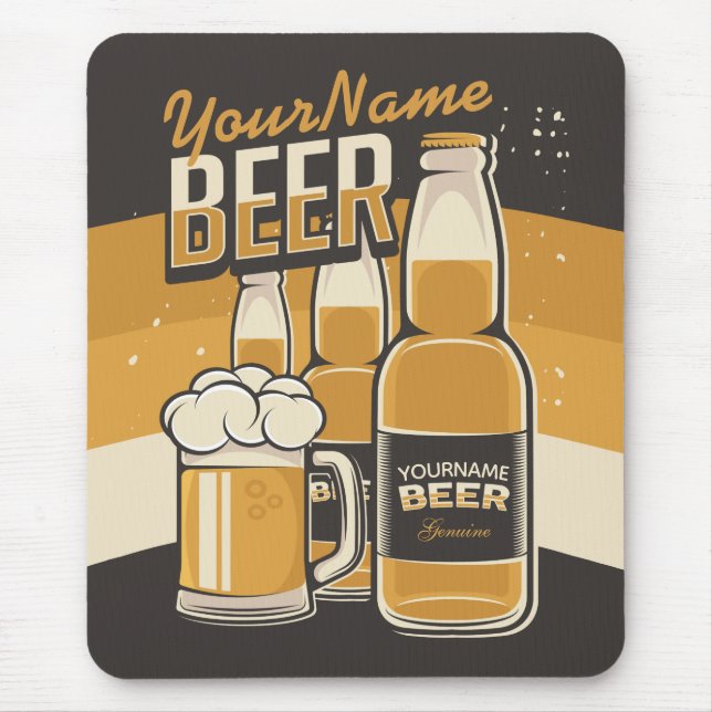 Mousepad Frasco de Cerveja Personalizado Bar Repetitivo (Frente)