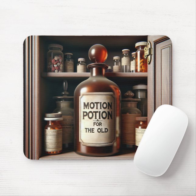 Mousepad Frasco de Poção Antigo num Gabinete de Medicina (Com mouse)