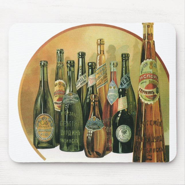 Mousepad Frascos De Cerveja Importados, Álcool, Bebidas (Frente)