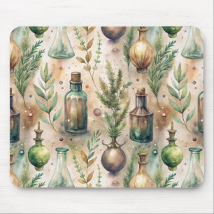 Mousepad Frascos de Ervas Medicinais Cottagecore Botânico