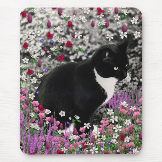 Mousepad Freckles nas flores II - gato do gatinho do (Frente)