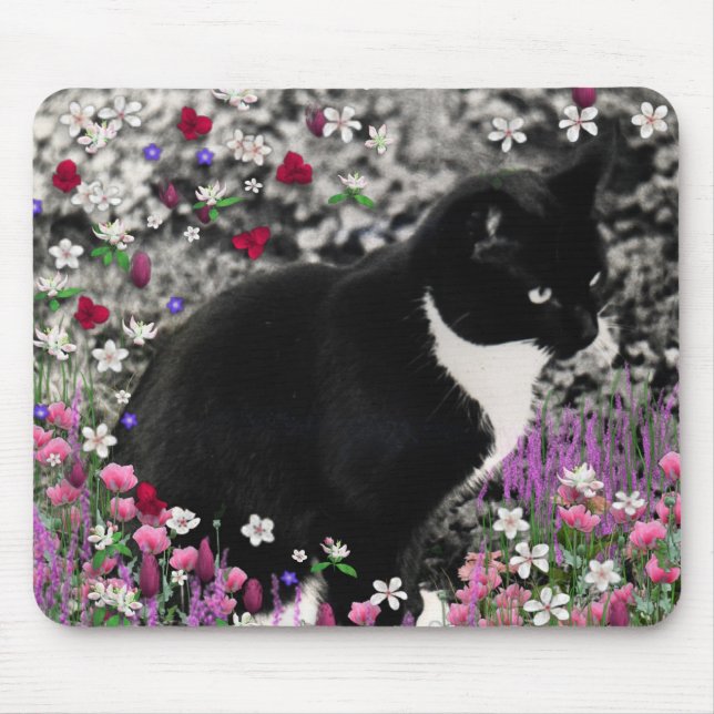 Mousepad Freckles nas flores II - gato do smoking (Frente)