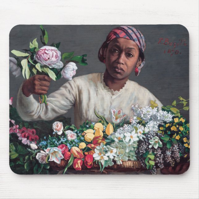 Mousepad Frederic Bazille - Jovem Mulher com Peonias (Frente)