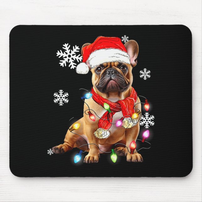 Mousepad French Bulldog Dog Christmas Light Pajama Pet Xmas (Frente)