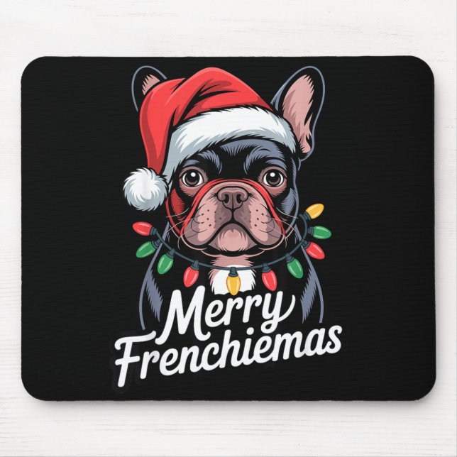 Mousepad French Bulldog Merry Frenchiemas Santa Hat Christm (Frente)