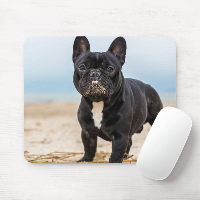 Mousepad French Bulldog Playing in the Sand (Com mouse)