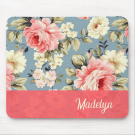 Mousepad French Country Cottage Garden Floral Chic Script