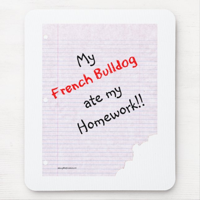 Mousepad Frenchie Ate My Homework (Frente)