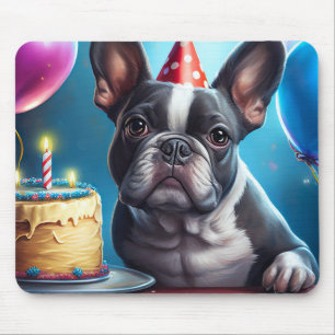 Mousepad Frenchie Birthday Bash: Um Cachorro Francês Bonito