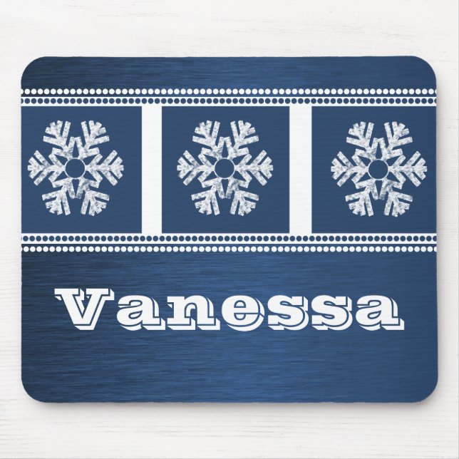 Mousepad Fresado Moderno Flocos de Neve, Real Azul (Frente)