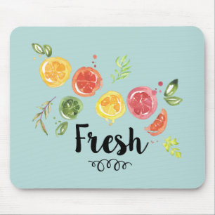 Mousepad Fresco - Frutas de Citros em Watercolor