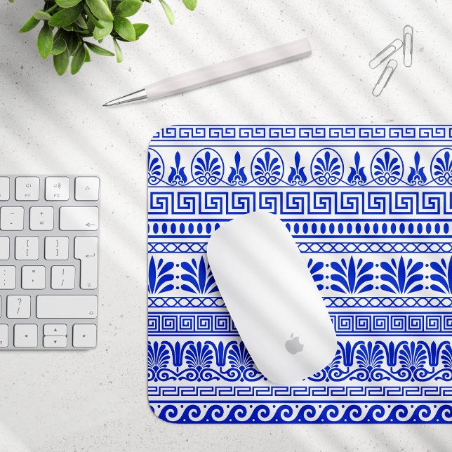 Mousepad Frete Grego, Padrão Mediterrânico, Azul (Criador carregado)