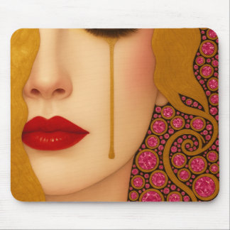 Mousepad Freya's heartache golden tears in pink motif