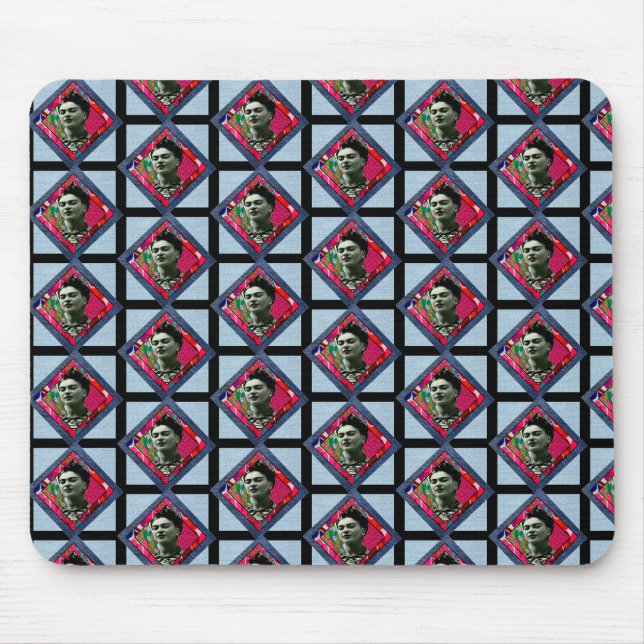 Mousepad Frida Kahlo Retro Pink Denim (Frente)