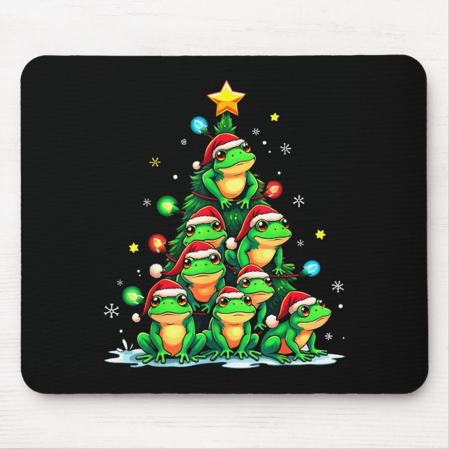 Mousepad Frog Christmas Tree Funny Hopper Holiday Cute Frog (Frente)