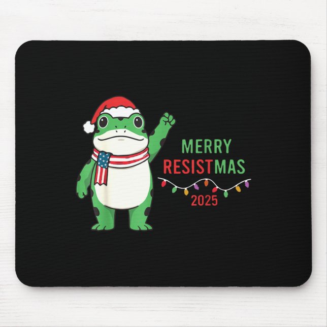 Mousepad Frog Retro Merry Resistmas Funny Litical Christmas (Frente)