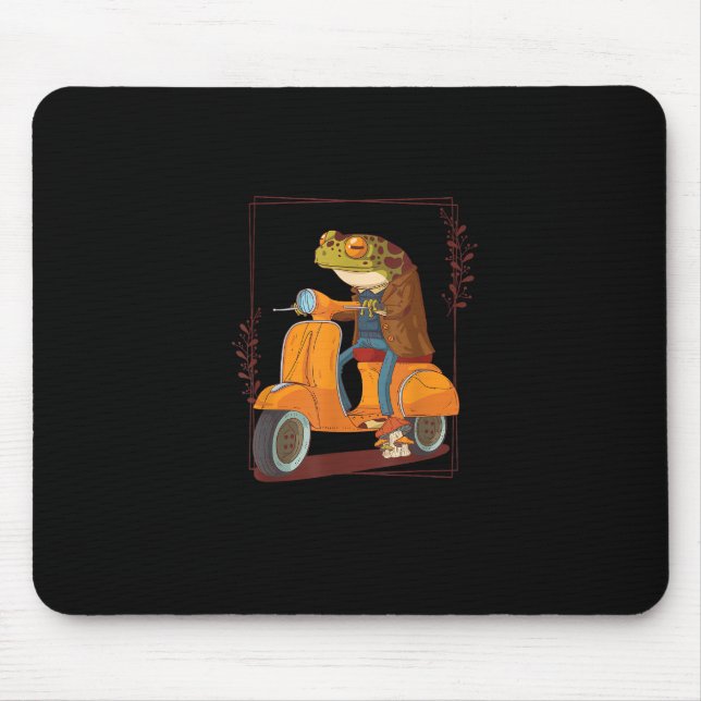 Mousepad Frog Scooter Mushroom Goblincore Academia (Frente)