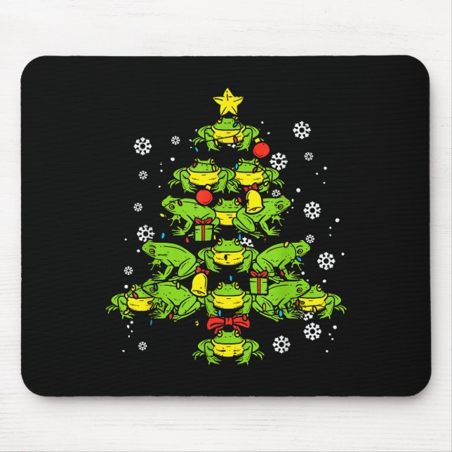 Mousepad Frogs Christmas Tree Animal Xmas Women Men Kids  (Frente)