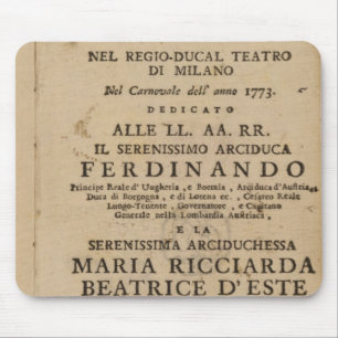 Mousepad Frontispiece do Lucio Silla de Mozart '