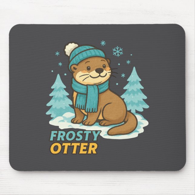 Mousepad Frosty Otter Winter Charm Art Long Sleeve  (Frente)