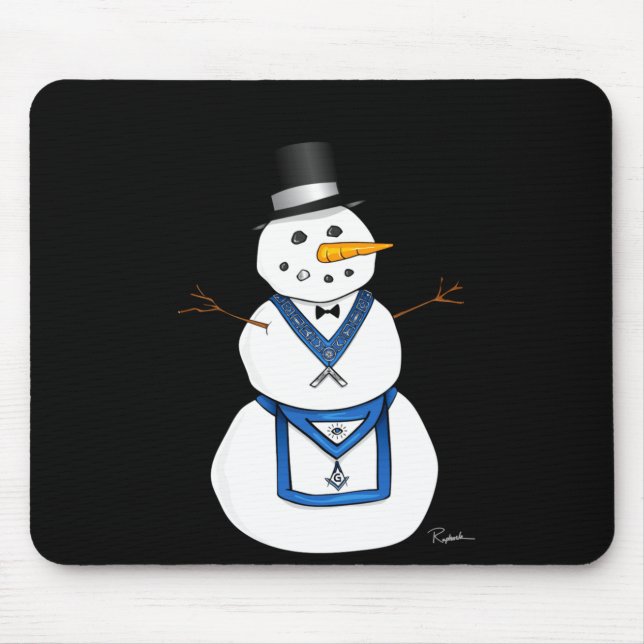 Mousepad Frosty The Snowman Funny Masonic Holiday Christmas (Frente)