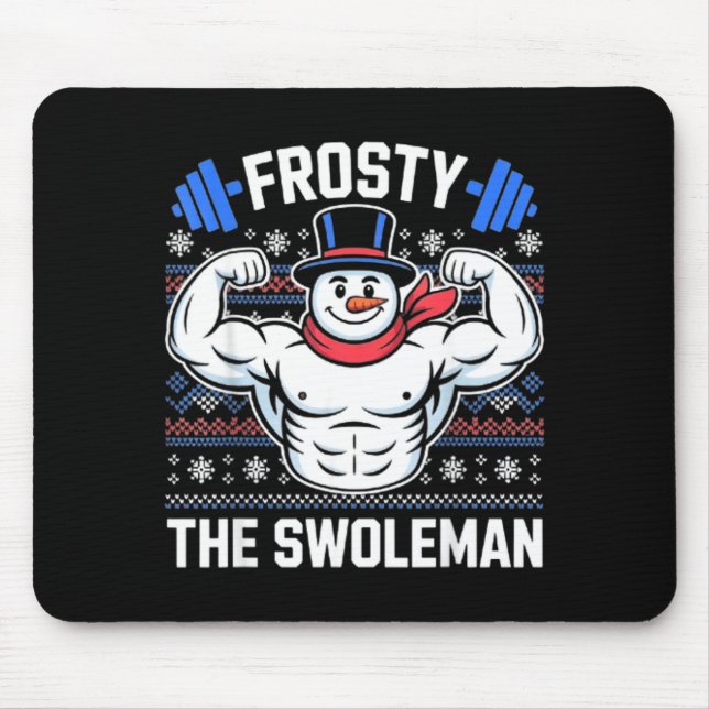 Mousepad Frosty The Swoleman Funny Ugly Christmas Sweater G (Frente)