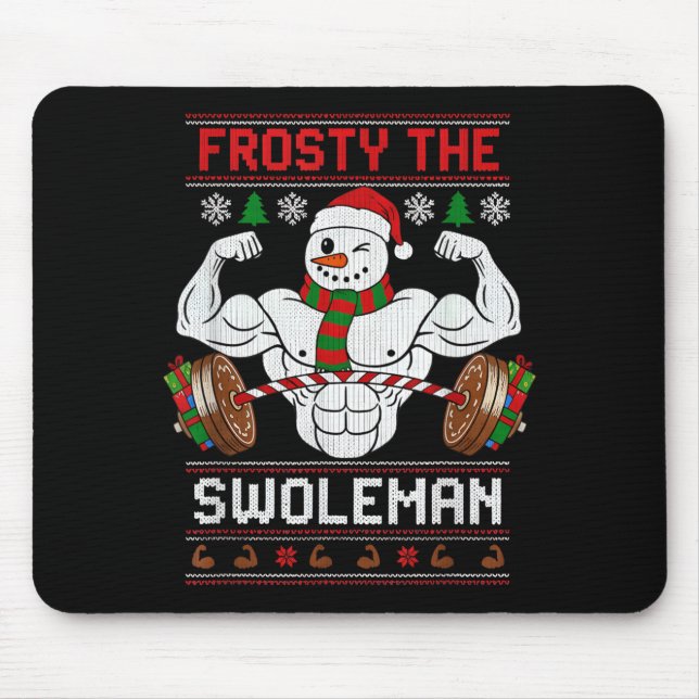 Mousepad Frosty The Swoleman Ugly Christmas Sweater Funny X (Frente)