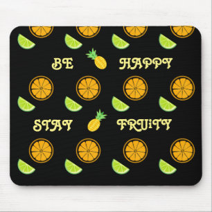 Mousepad Fruity Juice Lemon Orange Yellow Padrão Feliz