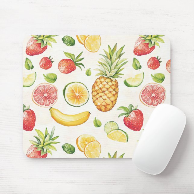 Mousepad Fruta Banana Lima Limão Morango Abacaxi (Com mouse)