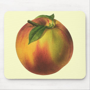 Mousepad Fruta da comida do vintage, pêssego orgânico